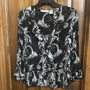 Black and White Floral Blouse